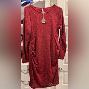 🤰🏼PinkBlush Burgundy Lace Maternity Dress XL NWT